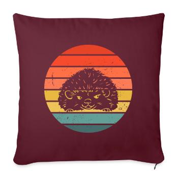 Hedgie Retro Sunset Hedgehog - Sofakissenbezug 45 x 45 cm - Burgunderrot - Vorne