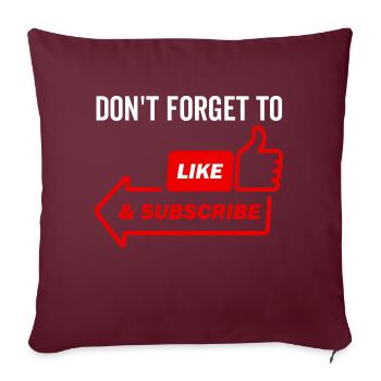N’oubliez pas d’aimer et de vous abonner - Housse de coussin décorative 45 x 45 cm - bordeaux - Devant