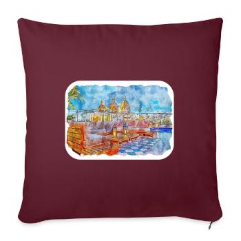 Cartagena Kolumbien Aquarell Skizze Gezeichnet Illustr - Sofakissenbezug 45 x 45 cm - Burgunderrot - Vorne