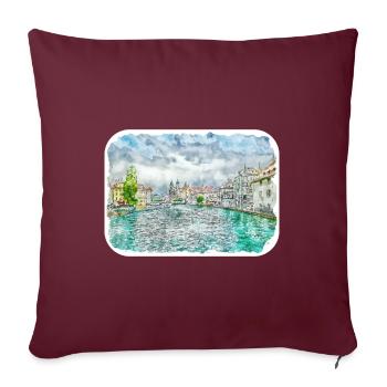 Lucerne Suisse Aquarelle Esquisse Dessinée Illust - Housse de coussin décorative 45 x 45 cm - bordeaux - Devant