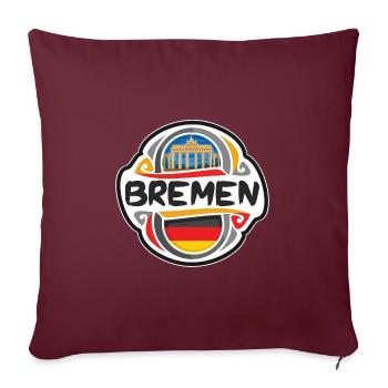 Brême Allemagne Drapeau Badge Voyage Souvenir Timbre - Housse de coussin décorative 45 x 45 cm - bordeaux - Devant