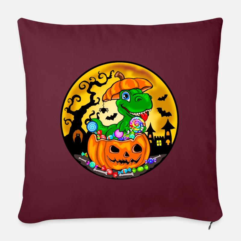 Dinosaurier Halloween - Dino Kürbis Kinder - Sofakissenbezug 45 x 45 cm - Burgunderrot