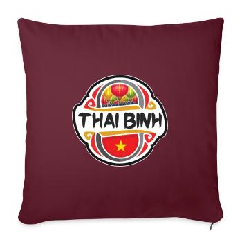 Thai Binh Vietnam Flag Badge Souvenir de Voyage Timbre Souvenir - Housse de coussin décorative 45 x 45 cm - bordeaux - Devant