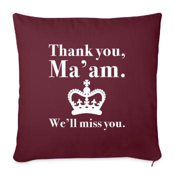 Merci Madame, tu vas nous manquer - Housse de coussin décorative 45 x 45 cm - bordeaux - Devant