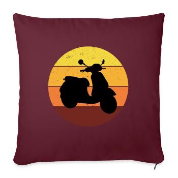 Roller Fahrer Roller Motorrad Vintage Retro - Sofakissenbezug 45 x 45 cm - Burgunderrot - Vorne