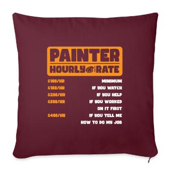 Peintre Artiste Formation Rouleau de Peinture - Housse de coussin décorative 45 x 45 cm - bordeaux - Devant