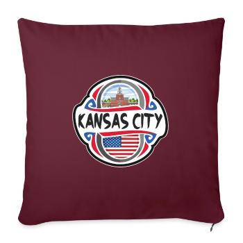 Kansas City États-Unis Drapeau des États-Unis Souvenir de voyage - Housse de coussin décorative 45 x 45 cm - bordeaux - Devant