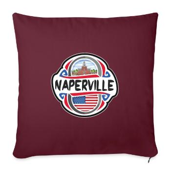 Naperville USA Drapeau des États-Unis Souvenir de voyage - Housse de coussin décorative 45 x 45 cm - bordeaux - Devant
