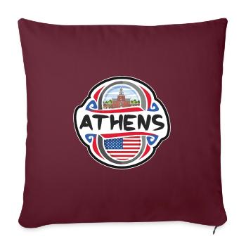 Athènes États-Unis Drapeau des États-Unis Souvenir de voyage Badg - Housse de coussin décorative 45 x 45 cm - bordeaux - Devant