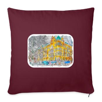 Helsinki Finlande Aquarelle Sketch Illustration - Housse de coussin décorative 45 x 45 cm - bordeaux - Devant
