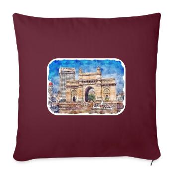 Mumbai Indien Aquarell Skizze gezeichnetes Gemälde - Sofakissenbezug 45 x 45 cm - Burgunderrot - Vorne