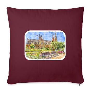 Australie Aquarelle Esquisse Dessinée à la Main Peinture - Housse de coussin décorative 45 x 45 cm - bordeaux - Devant
