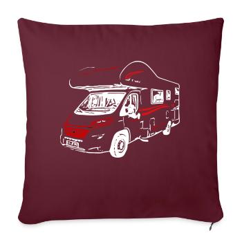 Wohnmobil Alkoven Camping Desgin Weiß/Rot - Sofakissenbezug 45 x 45 cm - Burgunderrot - Vorne
