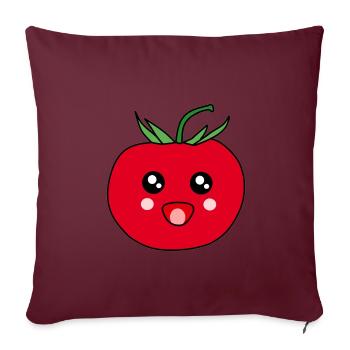 Cadeau Kawaii : design drôle de nourriture à la tomate - Housse de coussin décorative 45 x 45 cm - bordeaux - Devant