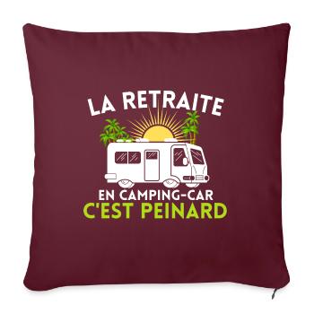 Camping car retraite Cadeau Humour - Housse de coussin décorative 45 x 45 cm - bordeaux - Devant