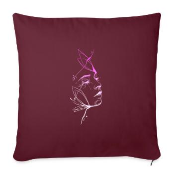 Trash line art visage de femme - Housse de coussin décorative 45 x 45 cm - bordeaux - Devant
