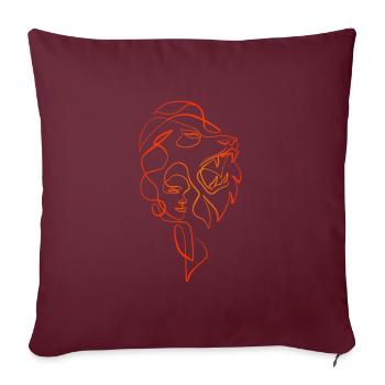 Lion one line art - Housse de coussin décorative 45 x 45 cm - bordeaux - Devant