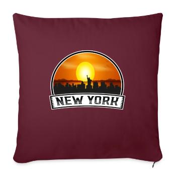 New York New York États-Unis Skyline Vintage Sunset Trave - Housse de coussin décorative 45 x 45 cm - bordeaux - Devant