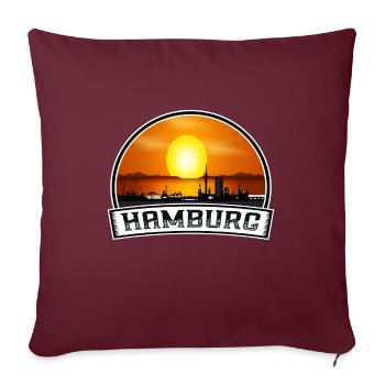 Hambourg Allemagne Skyline Vintage Sunset Travel Souv - Housse de coussin décorative 45 x 45 cm - bordeaux - Devant