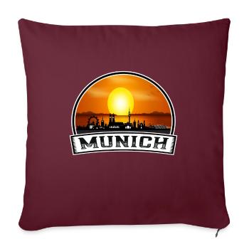 Munich Allemagne Skyline Vintage Sunset Travel Souve - Housse de coussin décorative 45 x 45 cm - bordeaux - Devant