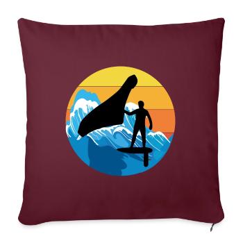 Wing Foiling Hydrofoil Surfing Surf Water Sport - Housse de coussin décorative 45 x 45 cm - bordeaux - Devant