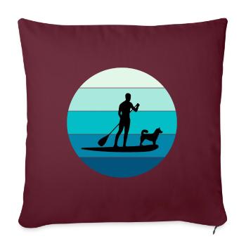Paddleboard Paddleboard Paddle Sports nautiques Chien - Housse de coussin décorative 45 x 45 cm - bordeaux - Devant