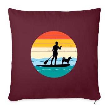 Paddleboard Paddleboard Paddle Sports nautiques Chien - Housse de coussin décorative 45 x 45 cm - bordeaux - Devant