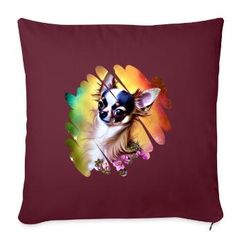 Chihuahua arc-en-ciel dans la conception de graffitis de chien mignon - Housse de coussin décorative 45 x 45 cm - bordeaux - Devant