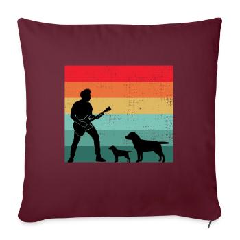 Guitariste Pet Dog Animal Musicien Bassiste - Housse de coussin décorative 45 x 45 cm - bordeaux - Devant