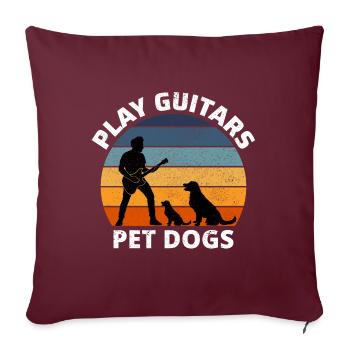 Jouer des guitares Pet Dogs Musicien Bassiste Drôle - Housse de coussin décorative 45 x 45 cm - bordeaux - Devant