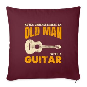 Old Man Guitariste Musicien Papa Grand-père - Housse de coussin décorative 45 x 45 cm - bordeaux - Devant