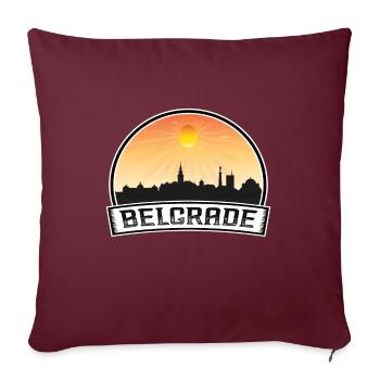 Belgrade Serbie Skyline Vintage Sunset Travel Souv - Housse de coussin décorative 45 x 45 cm - bordeaux - Devant