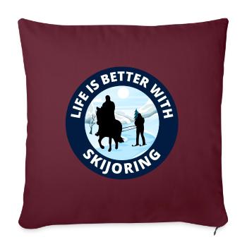 Horse Skijöring Extrem-Wintersport-Skirennen - Sofakissenbezug 45 x 45 cm - Burgunderrot - Vorne