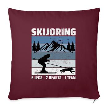 Hund Skijöring Extremsport Skirennen - Sofakissenbezug 45 x 45 cm - Burgunderrot - Vorne