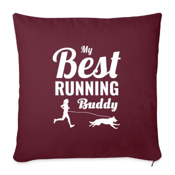 Canicross Trail Running Dog Sport Outdoor Hobby - Housse de coussin décorative 45 x 45 cm - bordeaux - Devant