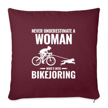 Bikejoring DogScooting Dog Sport Bike Bicycle Ride - Housse de coussin décorative 45 x 45 cm - bordeaux - Devant