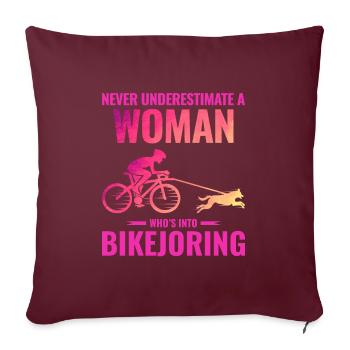 Bikejoring DogScooting Dog Sport Bike Bicycle Ride - Housse de coussin décorative 45 x 45 cm - bordeaux - Devant
