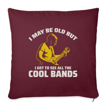 Old Man Guitariste Musicien Papa Grand-père - Housse de coussin décorative 45 x 45 cm - bordeaux - Devant