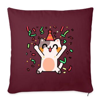 Cat Party Idée cadeau Mignon Célébrer Mignon - Housse de coussin décorative 45 x 45 cm - bordeaux - Devant
