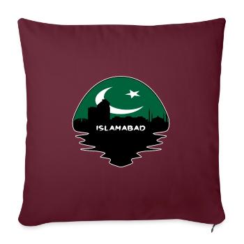 Islamabad Pakistan Flag Skyline Silhouette Voyage - Housse de coussin décorative 45 x 45 cm - bordeaux - Devant