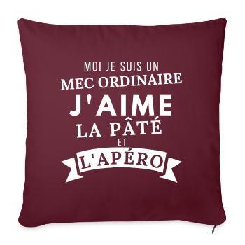 J'aime le pâté et l' apéro humour homme cadeau - Housse de coussin décorative 45 x 45 cm - bordeaux - Devant