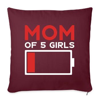 MAMAN CINQ FILLES MAMAN DE 5 FILLES - Housse de coussin décorative 45 x 45 cm - bordeaux - Devant