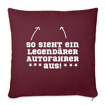 Autofahrer Auto - Sofakissenbezug 45 x 45 cm - Burgunderrot - Vorne