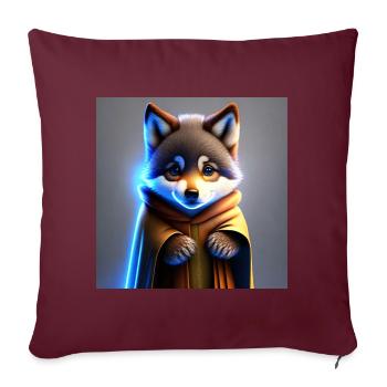 Bébé loup fantastique en robe marron doré - Housse de coussin décorative 45 x 45 cm - bordeaux - Devant