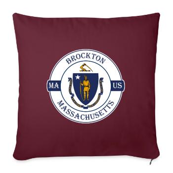 Brockton Massachusetts Flag USA Souvenir Badge - Housse de coussin décorative 45 x 45 cm - bordeaux - Devant