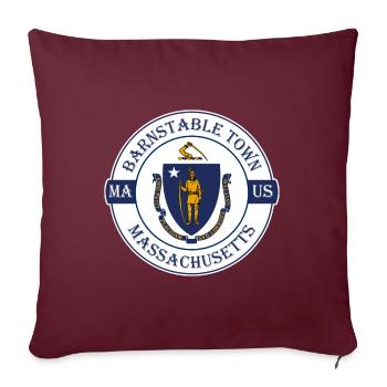 Barnstable Town Massachusetts Flag USA Souvenir - Housse de coussin décorative 45 x 45 cm - bordeaux - Devant
