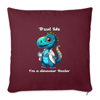 Petit dinosaure vert mignon déguisé en médecin. - Housse de coussin décorative 45 x 45 cm - bordeaux - Devant