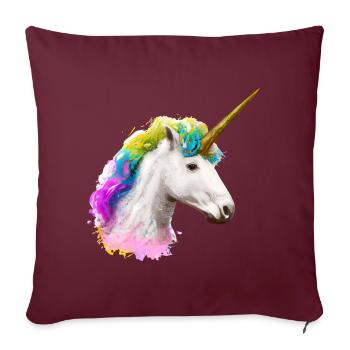 Farbenfrohes Einhorn - Sofakissenbezug 45 x 45 cm - Burgunderrot - Vorne