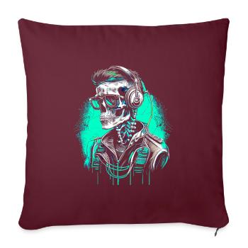 Portrait de squelette cool avec des lunettes de soleil - Housse de coussin décorative 45 x 45 cm - bordeaux - Devant
