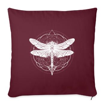 Dragonfly with white ornament - Sacred Geometry - Sofa pillowcase 17,3'' x 17,3'' (45 x 45 cm) - burgundy - Front